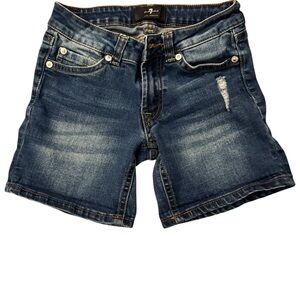 7 For All Mankind Distressed Blue Jean Shorts